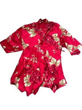 Victoria's Secret Women's Kimono Robe OS Vintage 90s Floral Satin Bohemian